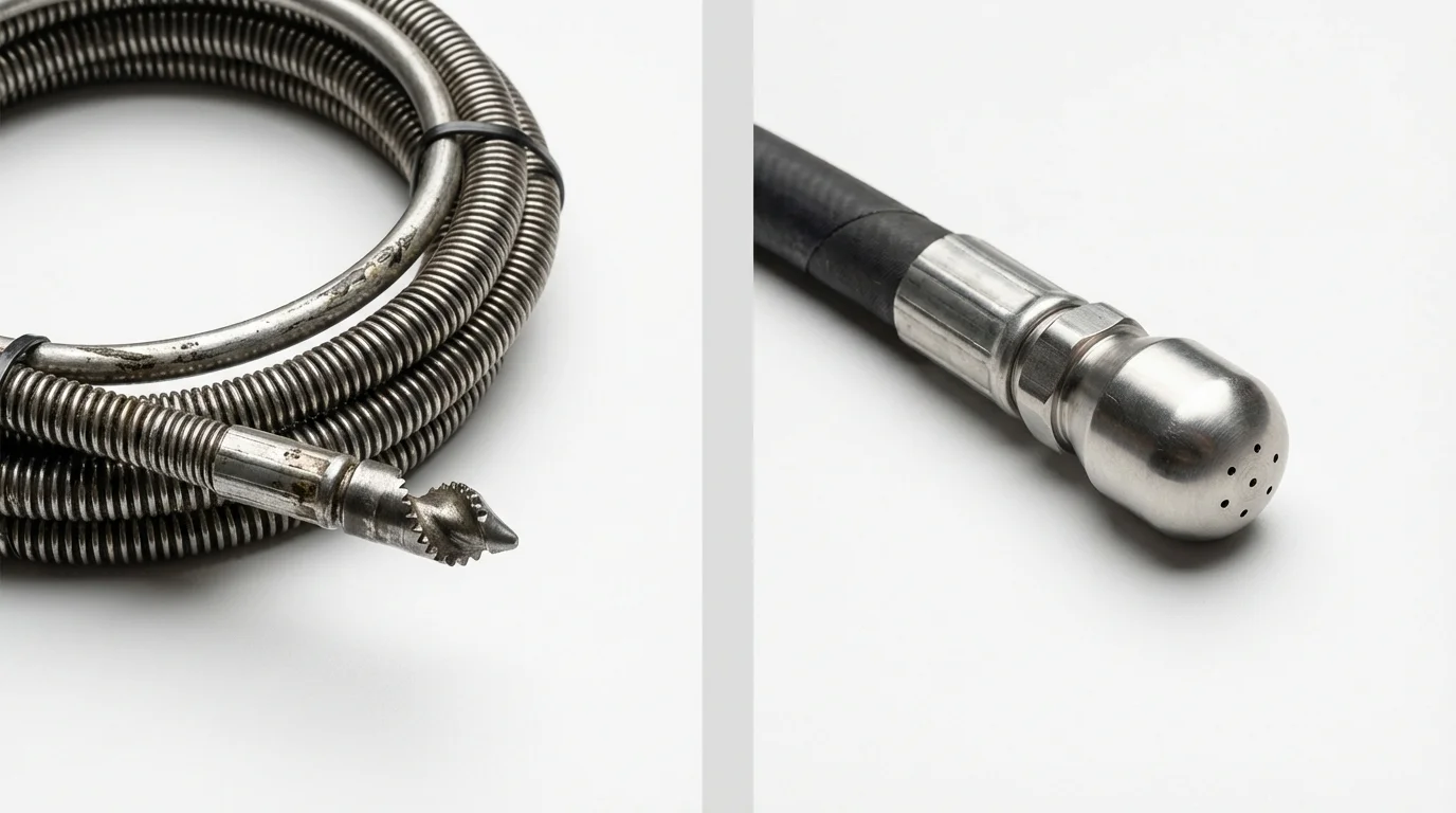 Drain snake cable and hydro jetting nozzle used for drain cleaning in Temple Hills, MD